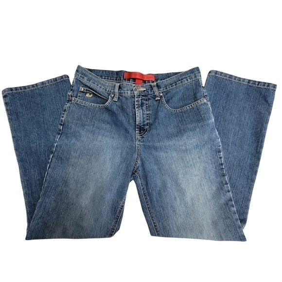 𝅺BLUE Highrise Straight Leg Cropped Jeans Size 8 Vintage Gloria Vanderbilt - Picture 3 of 10